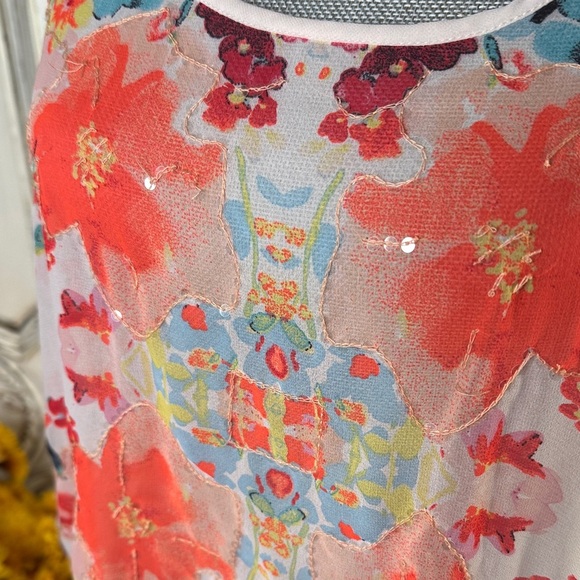 Candies Y2K Sheer Floral Print Women's Tank Top with Lovely Colors & Sequins - Picture 4 of 10